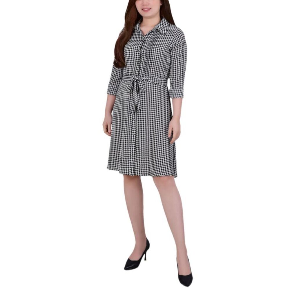 NY Collection Petite Long Sleeve Belted Shirtdress